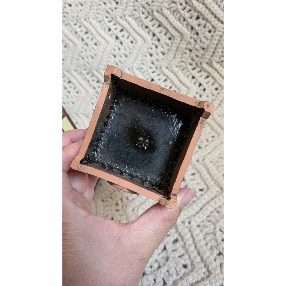 Vintage Lithuanian Handmade Clay Tower Tea Light‎ Candle Holder Village House